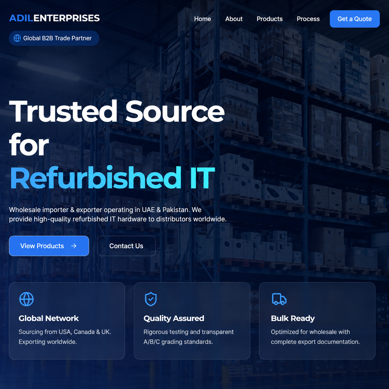 Website preview for Adil Enterprises